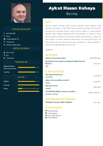 Biyolog CV Örnekleri cv indir